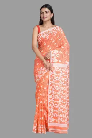 Dhakai Belpata Jamdani Orange
