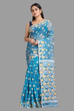 Dhakai Belpata Jamdani Skyblue