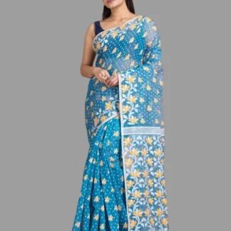 Dhakai Belpata Jamdani Skyblue