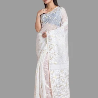 Dhakai Belpata Jamdani White