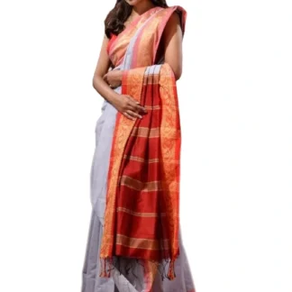 Vandana Handloom Saree (White)1