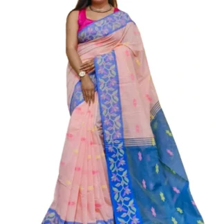 Kalamkari Handloom Saree (Cream and Blue)