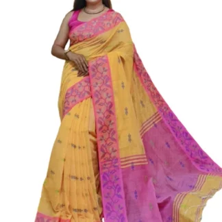 Kalamkari Handloom Saree (Yellow and Pink)