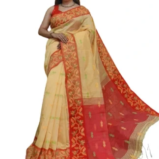 Kalamkari Handloom Saree - Cream and Red