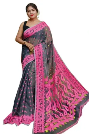 Designer Soft Dhakai (Ash and Pink)