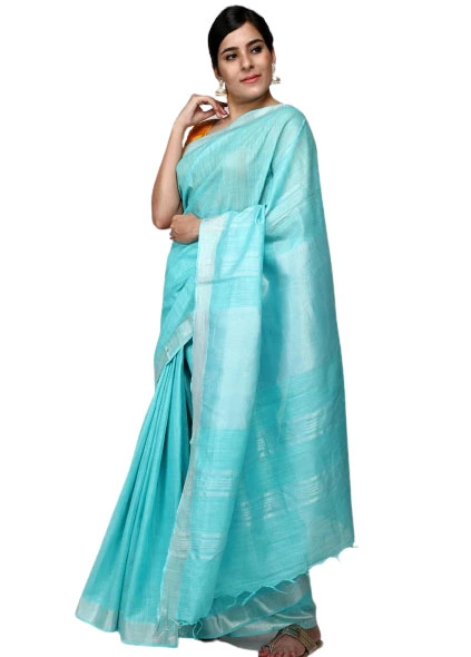 OMG Spacial Aqua Handloom Saree