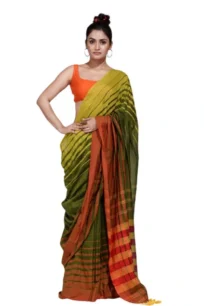 Fancy saree with Chek (Olive)