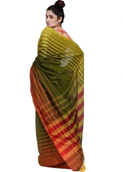 Fancy saree with Chek (Olive)