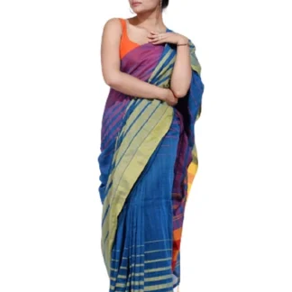 Fancy saree with Chek (Blue)