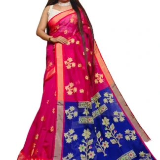 Phulia Handloom Saree Pink and Blue