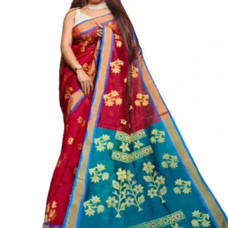 Phulia Handloom Saree Maroon and Sea green