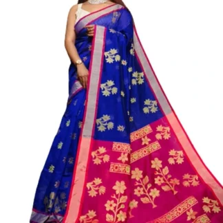 Phulia Handloom Saree Blue and Pink