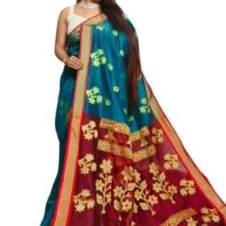 Phulia Handloom Saree Sea green and Maroon