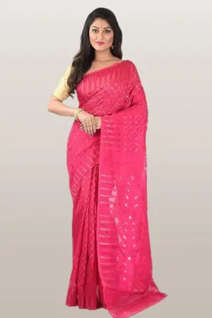 Minakari Jamdani Saree (Pink)