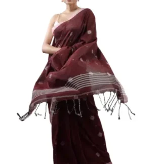 Khadi Organic Cotton Saree (Maroon )