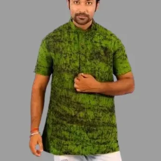 Batik Short Kurta For Men (Green)