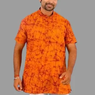 Batik Short Kurta For Men (Orange)