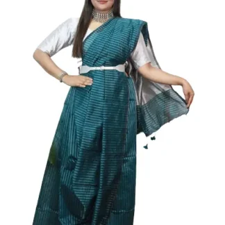 Seagreen Handloom Saree with Silver Zari