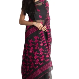 Designer Soft Jamdani Black Saree