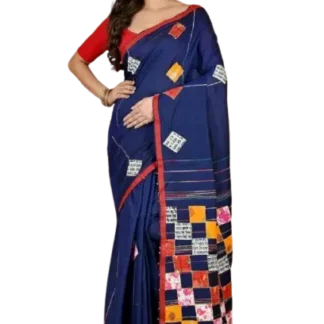 Applique Embroidery Saree Blue