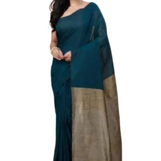 Cotton Silk Saree with Woven Zari Border Sea Green
